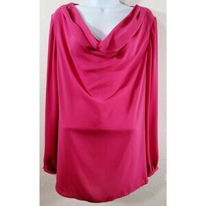 Lane Bryant Pink Draped Round Neck Top 14 16 Lightweight Flowy Back Zipper Soft